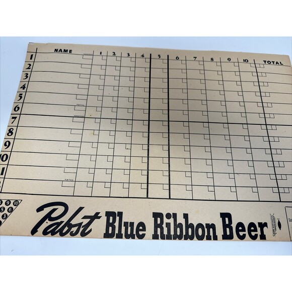 LOT OF 5 Pabst Blue Ribbon Beer Paper Advertisement on Bowling Score Sheet Vgt - Picture 4 of 8